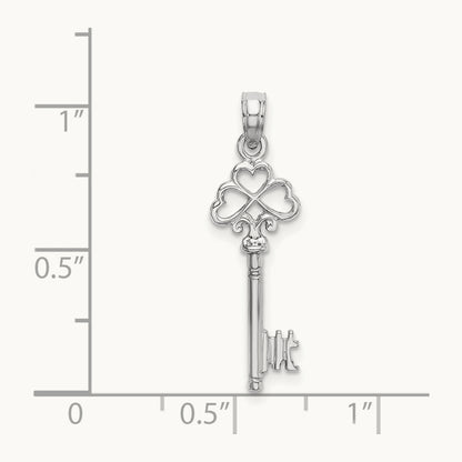 Polished 3-D Hearts Key Charm — 14K Yellow Gold