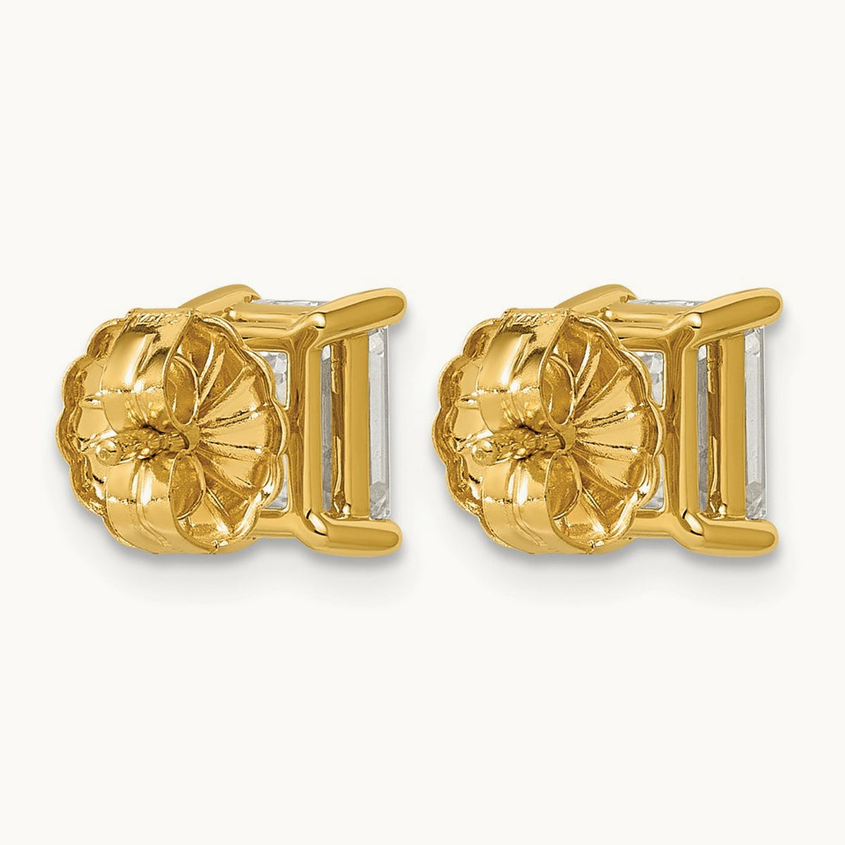 Emerald Four-Prong Stud Earrings, 0.50-6.00 ct tw Lab-Grown Diamond — 2 ct, 14K Yellow Gold