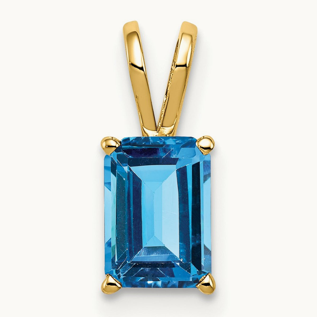 Emerald Cut Blue Topaz Pendant — 7x5mm