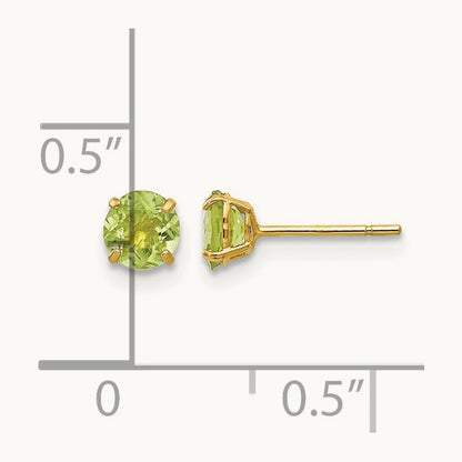 Round Peridot Post Earrings — 4mm
