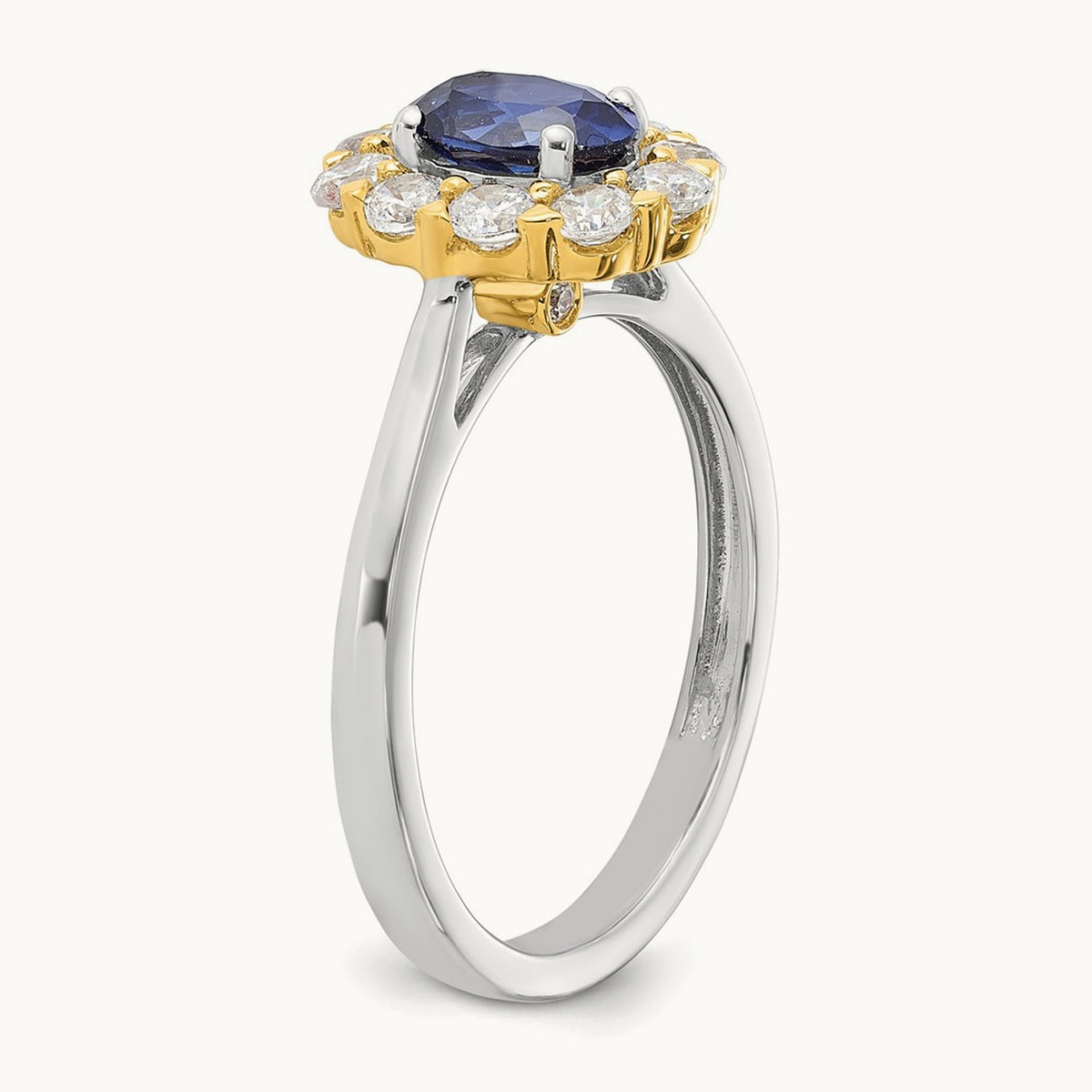 Created Sapphire Halo Ring — 14K Two-Tone, 7