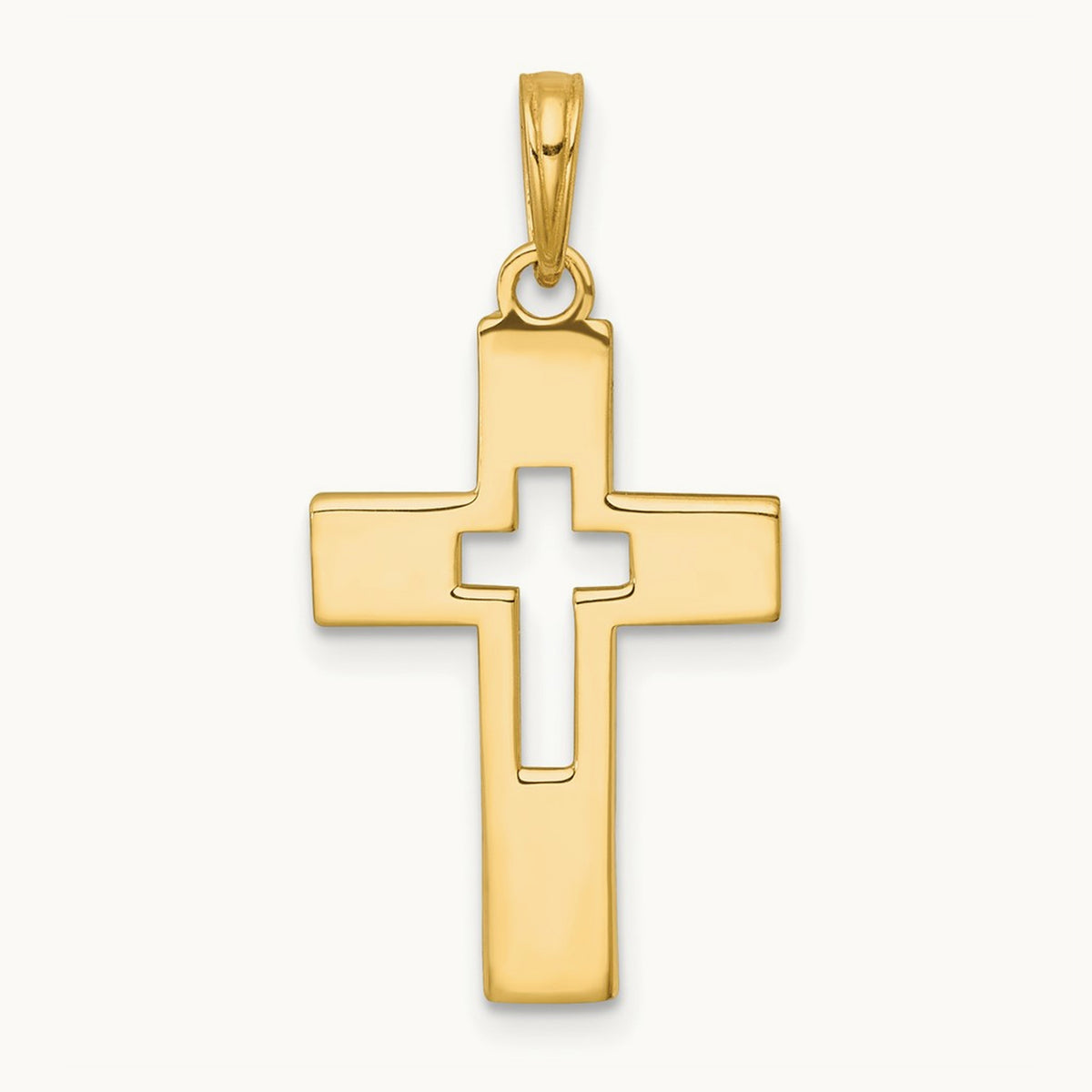 Polished Cut-Out Cross Charm — 26.4mm