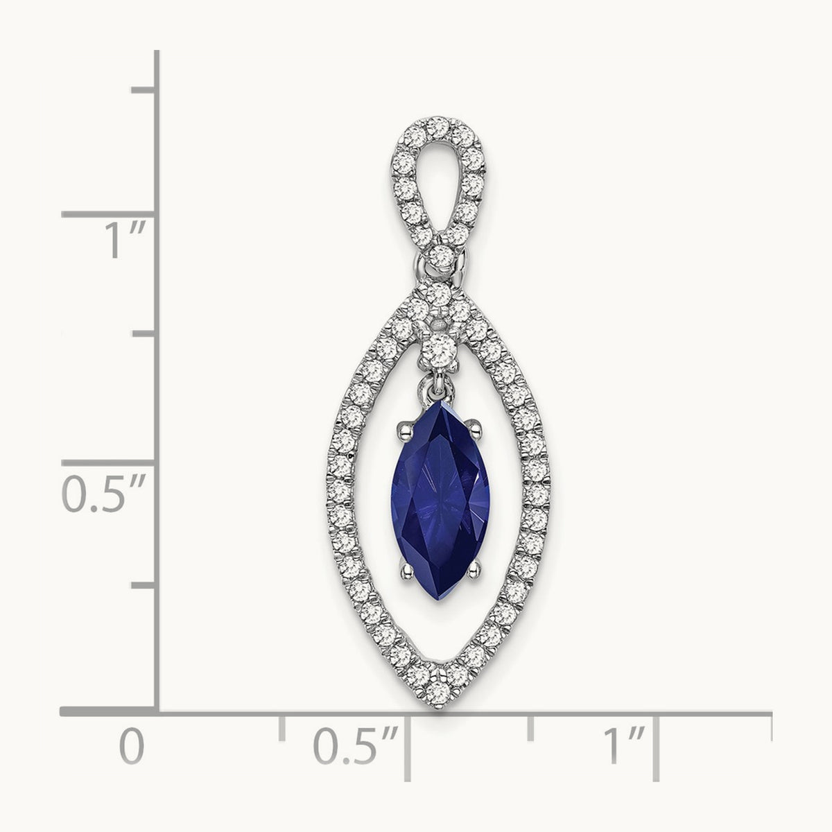 Created Blue Sapphire Chain Slide, 0.25 ct tw Lab-Grown Diamond