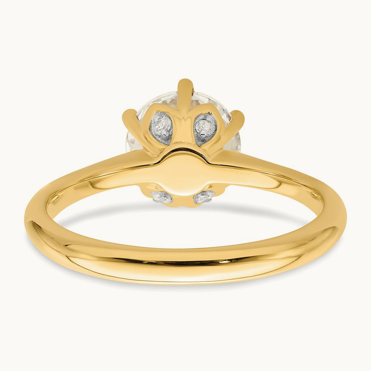 Polish 1 1/2ct Round Leaf Design Semi-Mount Dia Ring, 14K
