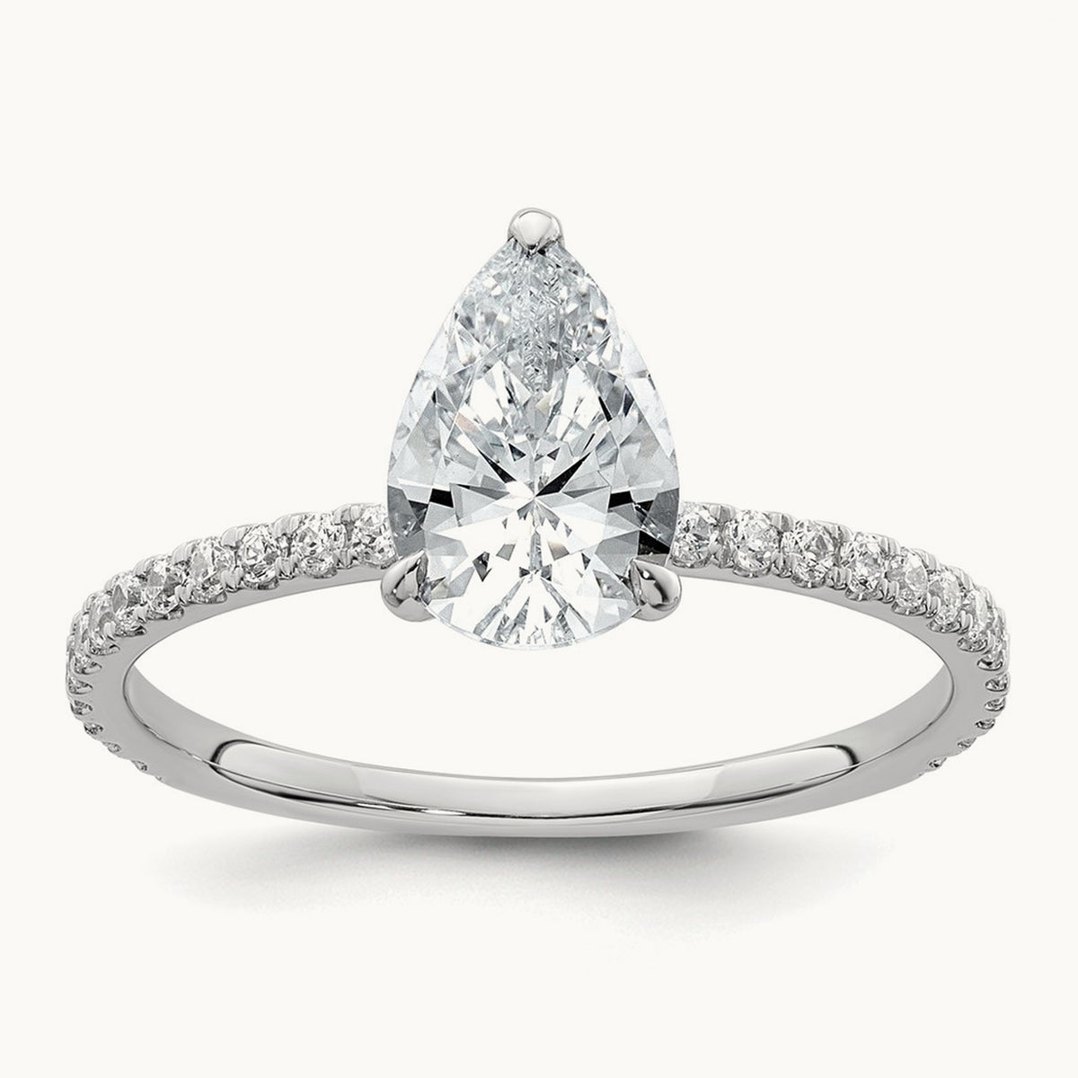 Pear Solitaire Engagement Ring, 1.25-4.75 ct tw Lab-Grown Diamond — 1 3/8 ct, 14K White Gold