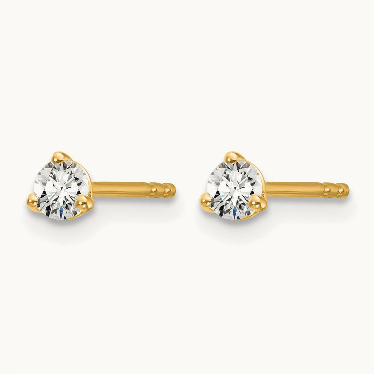 Round Stud Earrings, 0.10-6.00 ct tw Lab-Grown Diamond — 1/5 ct, 14K Yellow Gold