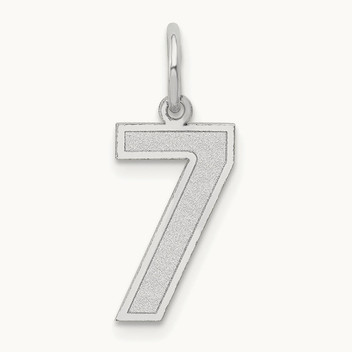 Medium Satin Number 7 Charm — 14K White Gold