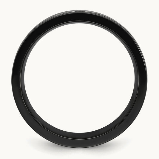Black Zirconium Polished with Damascus Inlay Band, 9mm