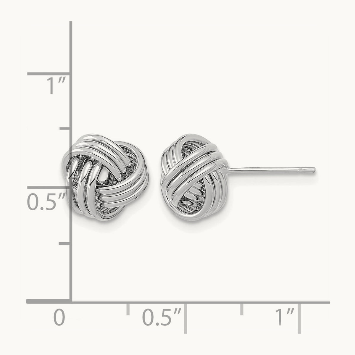 Polished Triple Love Knot Post Earrings — 14K White Gold