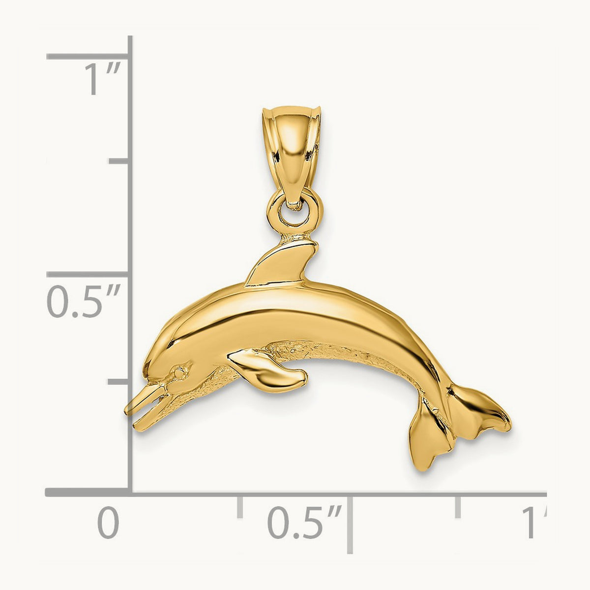 Textured/Polished Dolphin Jumping Charm, 14K