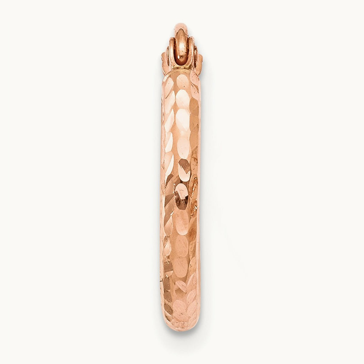 Single 14k Rose Gold Lightweight Diamond-cut Hoop Earring