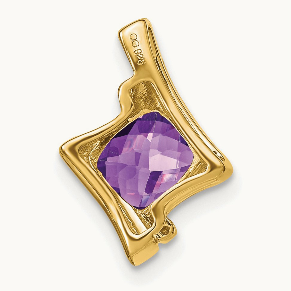 Amethyst and Diamond Pendant — 14K Yellow Gold