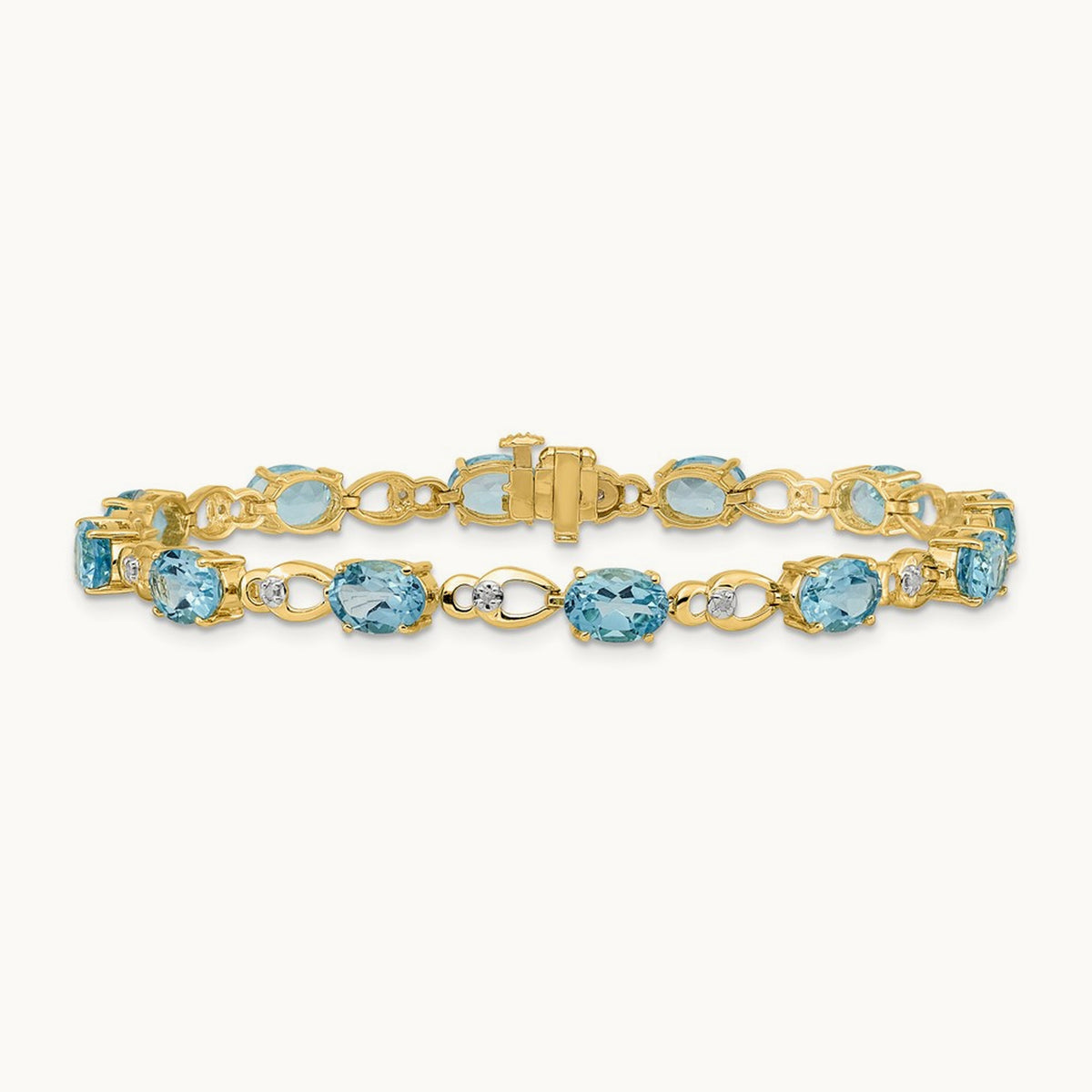 Blue Topaz and Diamond Bracelet — 14K Yellow Gold