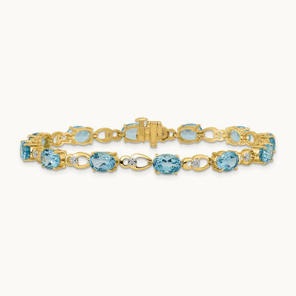 Blue Topaz and Diamond Bracelet — 14K Yellow Gold