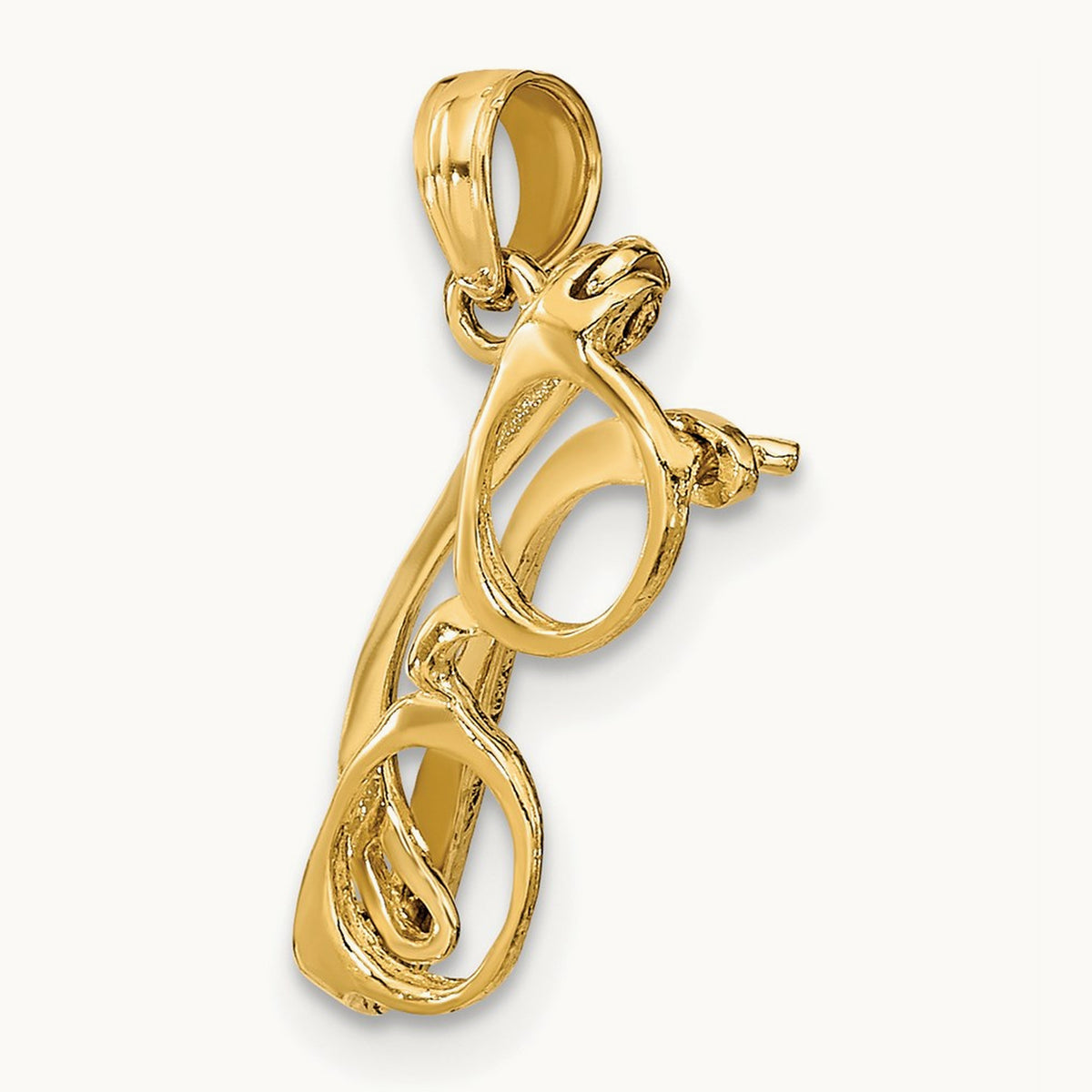 3-D Moveable Glasses Charm — 14K Yellow Gold