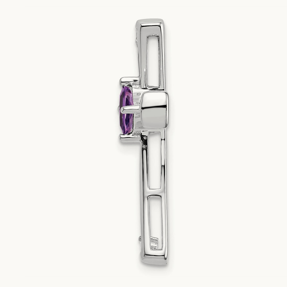 Amethyst and Diamond Cross Chain Slide — 14K White Gold