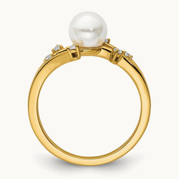 Polished Diamond and Pearl Fashion Ring — photo set