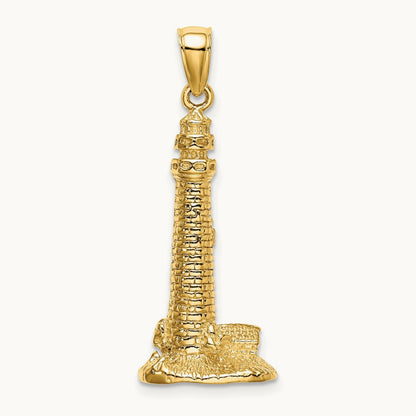 3D Cape May Lighthouse Charm, 14K