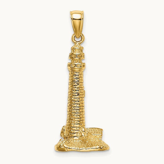 3D Cape May Lighthouse Charm, 14K