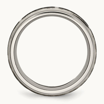 Brushed & Polished Celtic Laser Design Ridged Edge Band — photo set