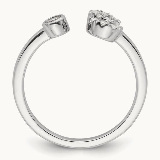 Initial S Adjustable Ring, 0.15 ct tw Lab-Grown Diamond