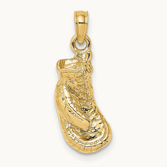 Polished Single Boxing Glove Pendant, 14K