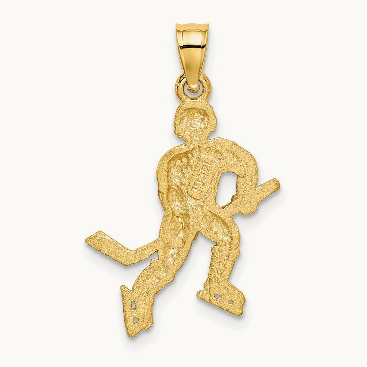 Satin D/C Hockey Player Pendant, 14K