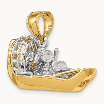 3-D Airboat Charm, 14K Two-tone