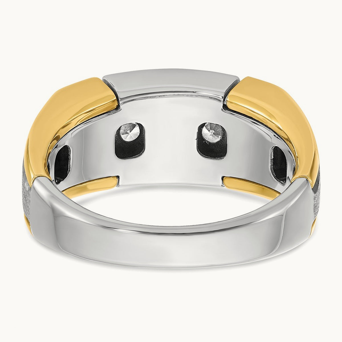 14ktt IBGoodman Men's Polished Satin & Grooved 5-Stone Diamond Ring