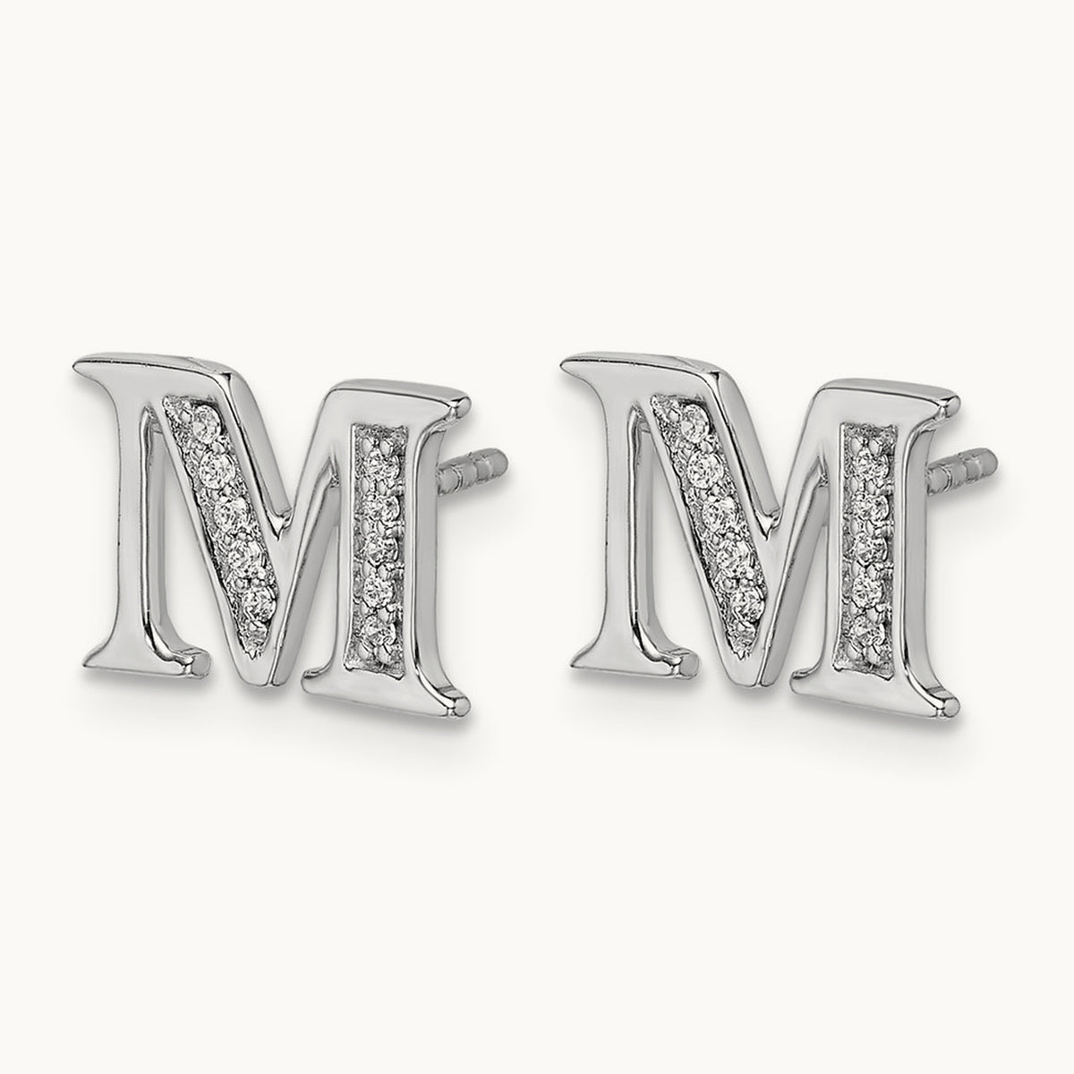 Diamond Earrings — 14K White Gold, 8mm, M