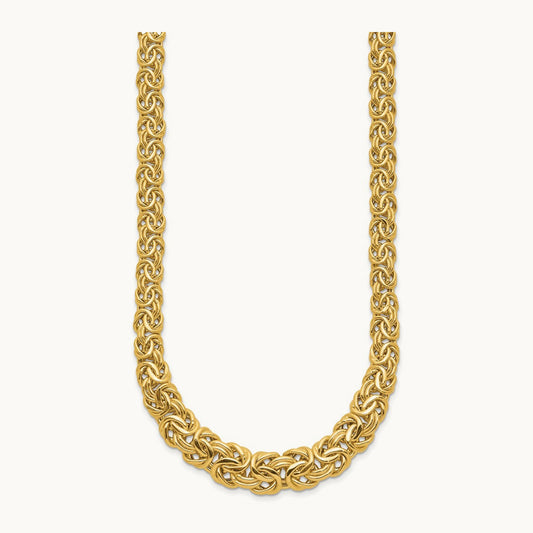 Fancy Graduated 7- Flat Byzantine Necklace, 12mm, 14K