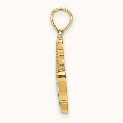 w/ Enamel Corn with Peeled Husk Charm, 14K