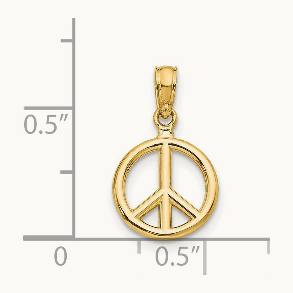 Polished Peace Symbol Pendant — 14K Yellow Gold