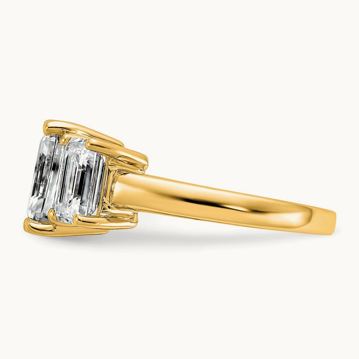 Emerald 3 Stone Engagement Ring, 1.50-4.25 ct tw Lab-Grown Diamond — 2 1/2 ct, 14K Yellow Gold
