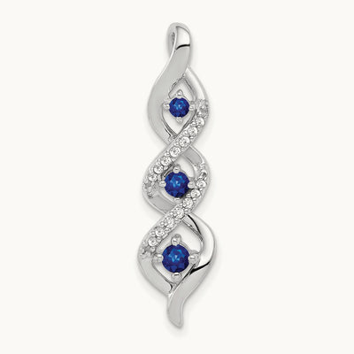 Diamond/.26 Sapphire 3-stone Twisted Chain Slide, 14K White Gold