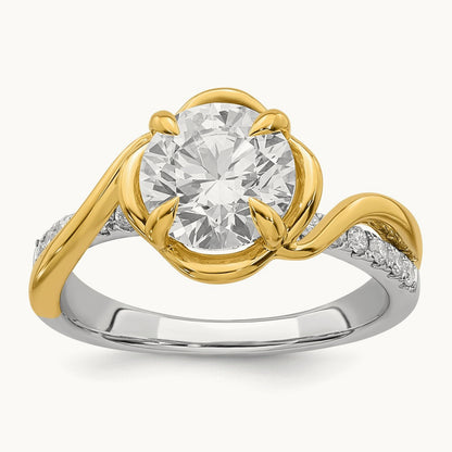 14ktt Certified Round Center Lab Grown Diamond VS+ F+ Ring