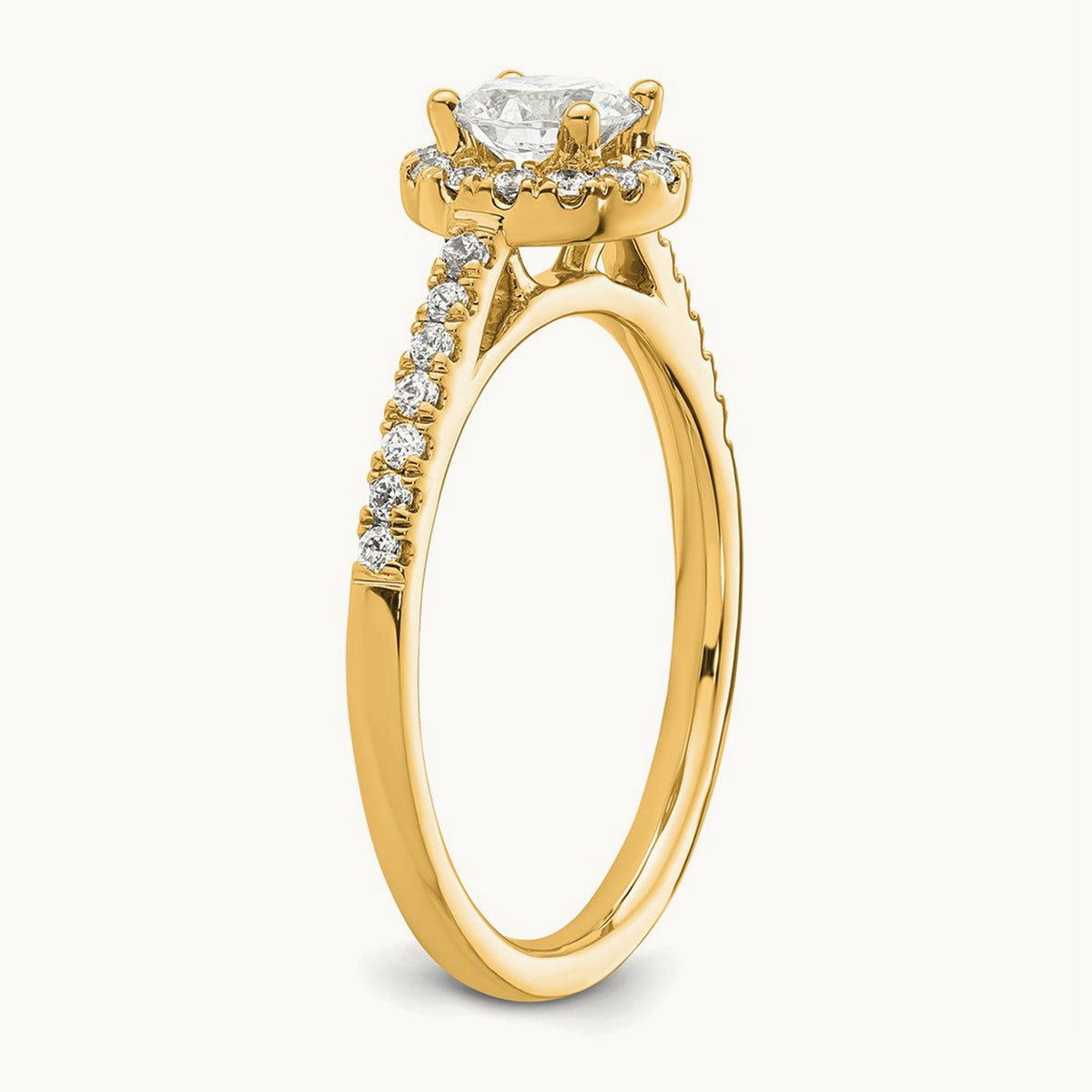 Round Semi-Mount Halo Engagement Ring, 0.15-0.50 ct tw — 2/7 ct, 14K Yellow Gold