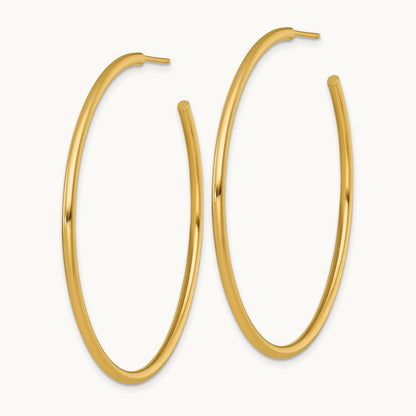 2.0 x Polished Post Hoop Earrings — 14K Yellow Gold