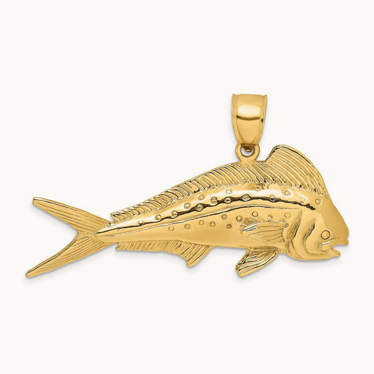 3-D Female Dorado (Mahi-Mahi) Charm, 14K