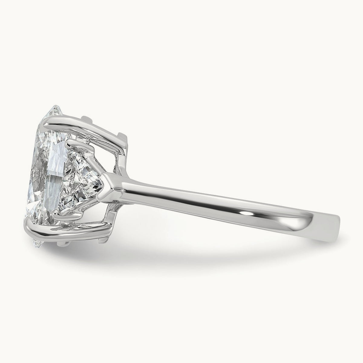 Oval & Trillion 3 Stone Engagement Ring, 1.50-4.00 ct tw Lab-Grown Diamond — 4 1/8 ct, 14K White Gold