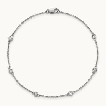 Diamond Station Cable Bracelet, 14K White Gold