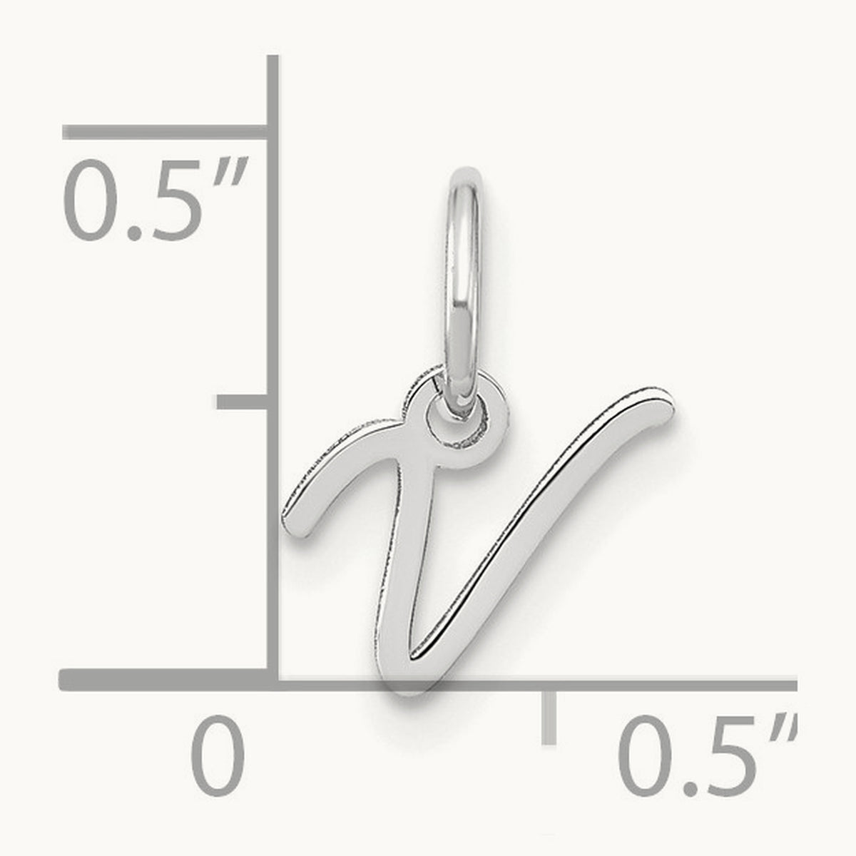 Upper case Initial Charm — 14K White Gold, V