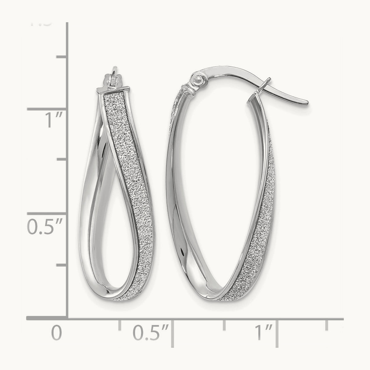 Polished Glimmer Infused Oval Hoop Earrings, 14K White Gold — Leslie's