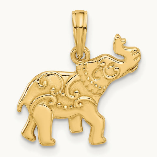 Polished Fancy Elephant Charm, 14K