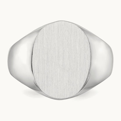 12.5x15.0xmm Closed Back Signet Ring, 14K White Gold