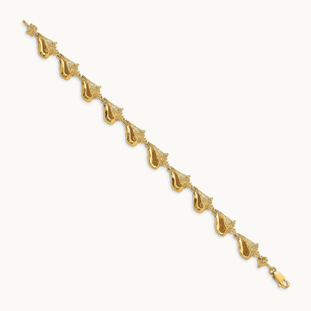 3-D Conch Shell Link Bracelet, 14K