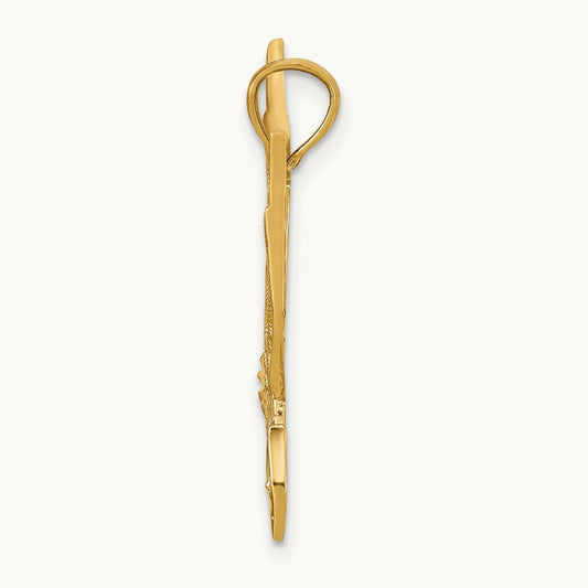 Diamond-cut Eagle Pendant, 14K