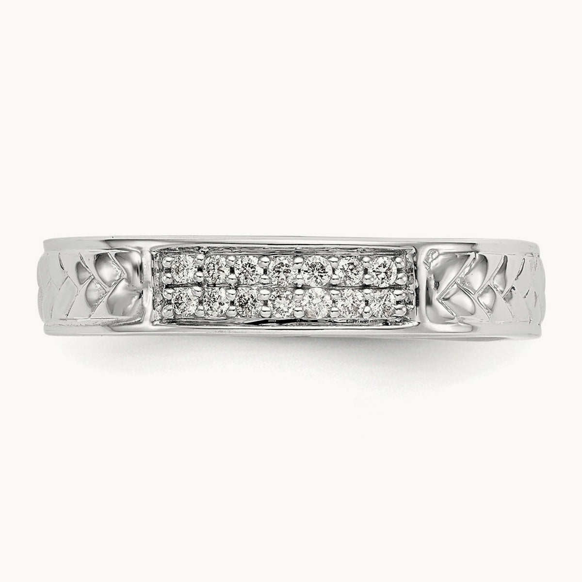 Diamond Trio Ladies Wedding Band, 10K White Gold