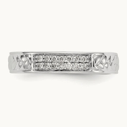 Diamond Trio Ladies Wedding Band, 14K White Gold