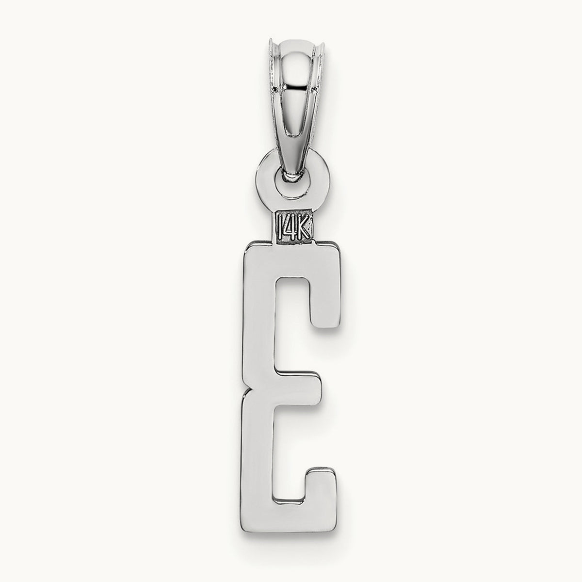 Polished Number 3 Pendant — 14K White Gold